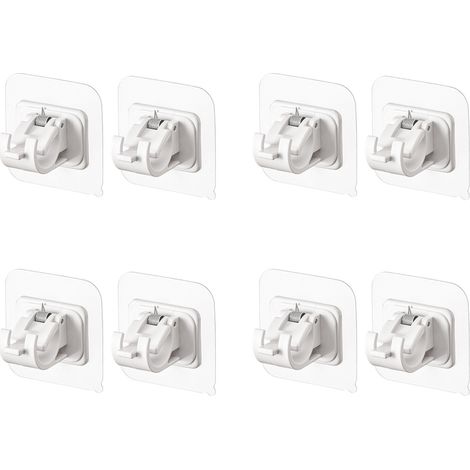 8Pcs White Curtain Rod Bracket No Drilling Rod Holder Transparent Self Adhesive Curtain Rod Holder (1/3)