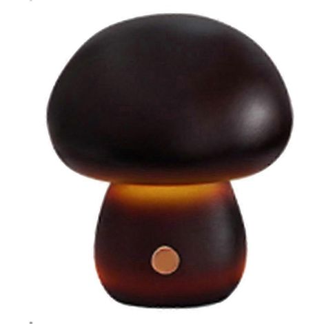 Veilleuse en bois en forme de champignon, lampe de chevet, lampe de table à lumière chaude et intensité variable en bois de noyer et de hêtre (1/5)