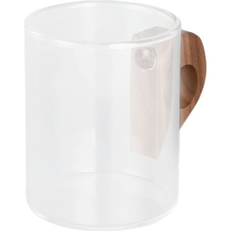Glas-Kaffeebecher, hitzebeständiger Wasserbecher mit Holzgriff für Zuhause, Reisen, Küche und Restaurant, 200 ml (1/5)