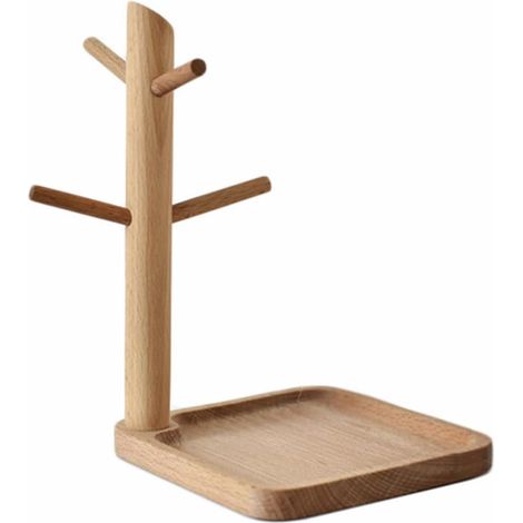 Présentoir Bois Porte-clés et Porte-bijoux Élégant Plateau de Rangement en Bois pour Entrée ou Bureau, Design Unique D'arbre pour Organiser Clés et Bijoux (1/5)