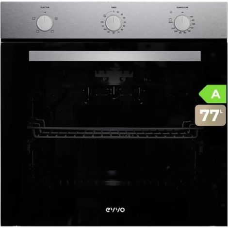 EVVO Horno Eléctrico Empotrable, Eficiencia A - 2800W, 77 Litros, Función Grill, 4 Programas, Temporizador, Mando Selector, Puer (1/4)
