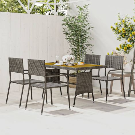 Juego de comedor de jardín 5 piezas ratán sintético gris vidaXL (1/5)