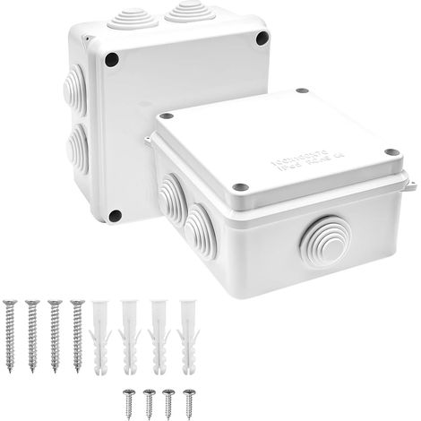 Lot de 2 boîtes de jonction étanches IP65 - 100 × 100 × 70 mm - Boîtier ABS - Boîte de jonction extérieure en saillie - Boîte de jonction électrique (1/5)