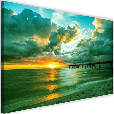 Tableau sur toile Coucher de soleil sur la mer 60x40 (1/5)
