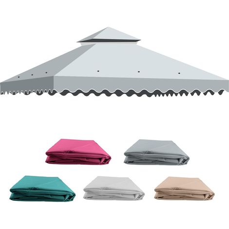 Toile de Rechange pour Tonnelle de Jardin, 3x3m Toit avec 2 Étages, Protection Solaire et Ventilation Amovible - Toile Idéale pour Pavillon (1/5)