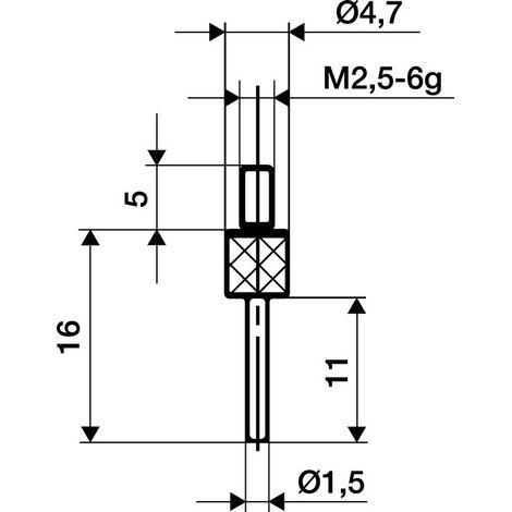 Palpeur D. 15 mm longueur 50 mm tige M25 acier adapté à horloges de mesure KÄF