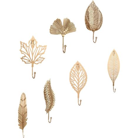 Lot de 7 Crochets Muraux en Fer Forme Feuille Multifonction pour Serviette de Bain Vêtements et Accessoires Design Compact et Léger Support Mural Pratique pour Salle de Bain (1/5)