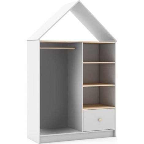 Armario vestidor juvenil 110x180 cm Misty Cloud Blanco - Oak Soft (ancho) x 180cm (alto) (1/5)