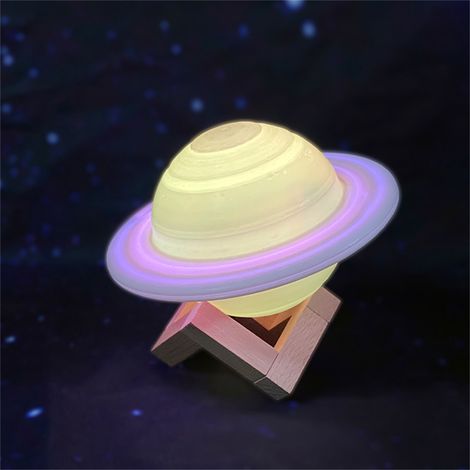 Veilleuse LED Planète Mars - Protection des yeux - Décoration - Cadeau d'anniversaire - Lampe de chevet pour chambre d'enfant ou bureau - 15 cm - Impression 3D - Télécommande - 16 couleurs (1/5)