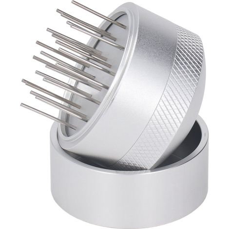 Distributeur de café à aiguille avec base, dispersion efficace, en acier inoxydable résistant à la rouille, agitateur à café manuel argenté, 53 mm/2,1 po (1/5)