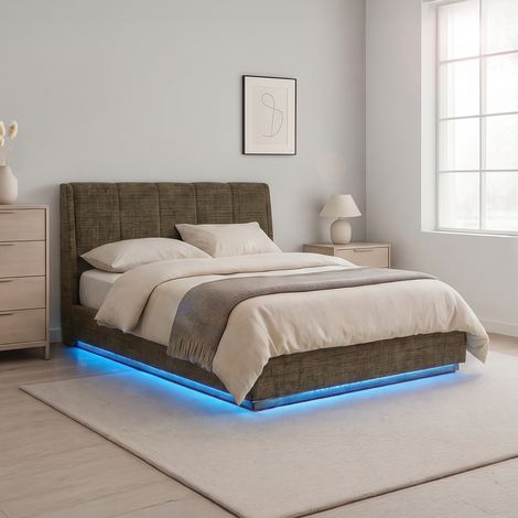 LED Polsterbett Tröstiar 140x200 cm Leinen Grün [en.casa] (1/5)