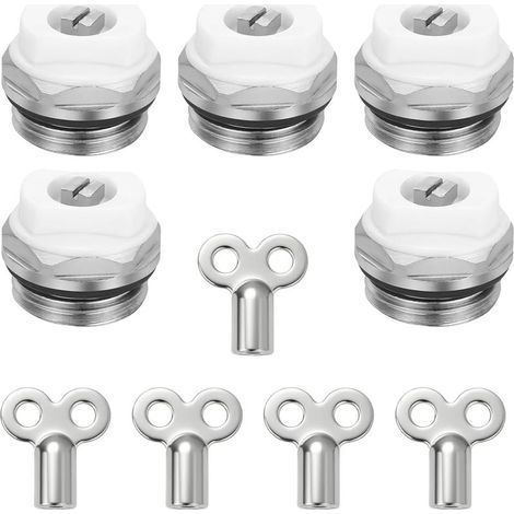 Set of 5 manual screw-type radiator air vents with spare parts (1/5)
