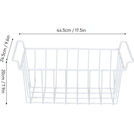 Ortviai Panier de rangement pour congélateur en métal avec revêtement PE – 2 unités, 44,5 x 24,5 x 20 cm (1/4)