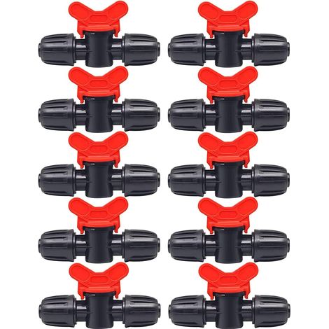 10 Pièces Vanne Commutateur d'Irrigation Goutte Tube d'Irrigation PE 16 mm Raccords Verrouillage Barbelés Vannes Connecteurs Tuyau Vanne Barbelée Jardin