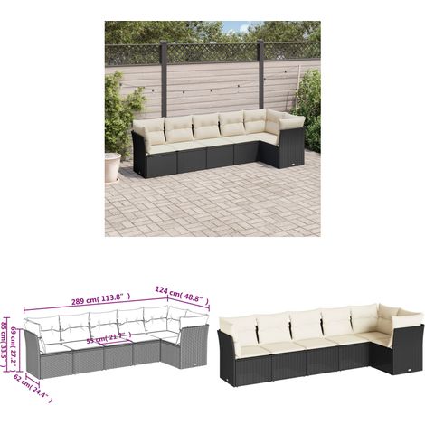 Salon de jardin 6 pcs avec coussins noir résine tressée - Salon De Jardin - Canapé Extérieur - Meuble De Jardin - Ensemble Salon De Jardin - Mobilier De Jardin - Home & Living (1/3)
