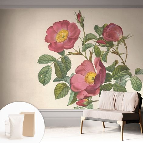 Tapete Vliestapete mit Kleber für Wohnzimmer Schlafzimmer Küche - Wanddekoration Rosenmotiv 312x219 cm (1/5)
