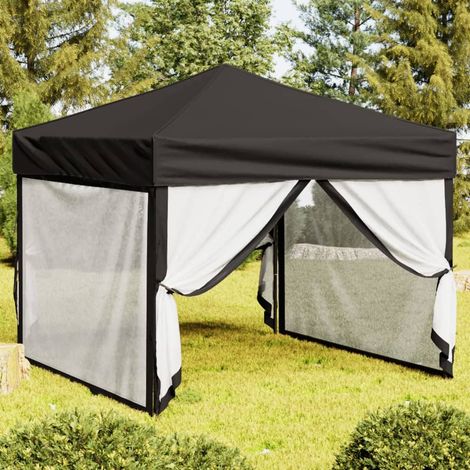 Tente de réception pliable Tonnelle de Jardin - Rapide à Installer avec parois Noir 3x3 m BV634023 - BonneVie (1/5)
