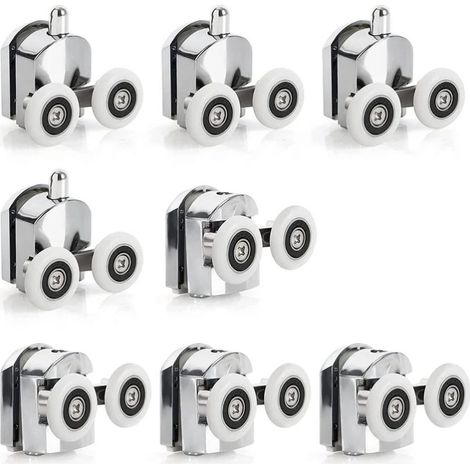 Set mit 8 Schiebetürrollen für Duschen – 23 mm Durchmesser – Korrosionsbeständige Zinklegierung – Schnelle Montage (1/5)