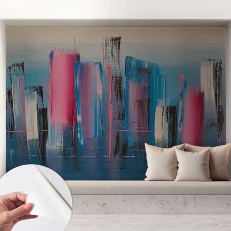 Papier peint adhésif autocollant pour salon chambre à coucher tendance et originale Bandes abstraites 208x146 cm (1/5)