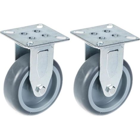 Ruedas - ZHONGSHAN - 75 mm - Caucho gris - Fijo - Lote de 2 - 120 kg (1/4)
