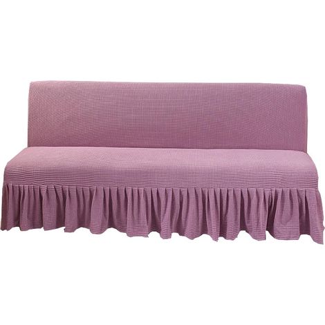 Copridivano senza braccioli, in poliestere ed elastan, copertura protettiva per futon - Copertura protettiva senza braccioli (120-140 cm x 100 cm, viola) (1/5)