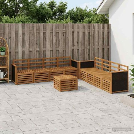 vidaXL Outdoor Sofa Set 9 pcs Natural (1/5)