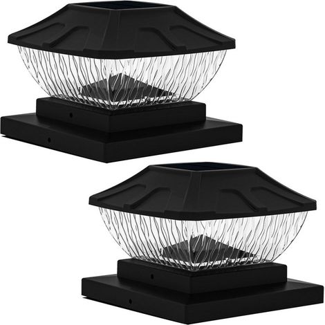 Luminaire Solaire pour Pilier de Jardin - Éclairage Patio, Porte et Clôture Extérieur Résistant à l'eau IP65 avec Batterie 600mAh (Taille 6x6 pouces) - Option 1 ou 2 Pièces (1/3)