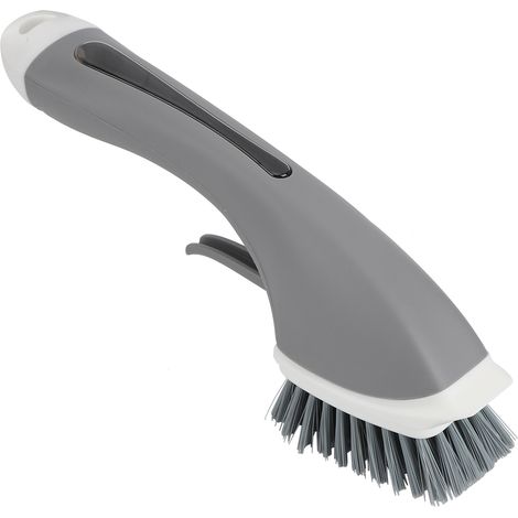 Brosse de Nettoyage à Long Manche avec Distributeur de Savon pour Casseroles, Poêles et Éviers - Gris (1/5)