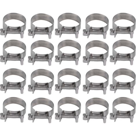 20 Mini-Schlauchschellen aus Edelstahl mit Schraubgewinde für Anwendungen in der Automobil-, Petrochemie- und Pharmaindustrie, 19–21 mm (1/5)
