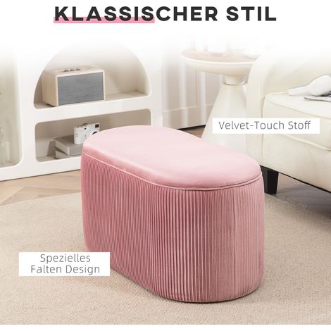 Banquette avec rangement, ottomane en velours rose vintage, design rétro, 81 x 40 x 41 cm (1/5)