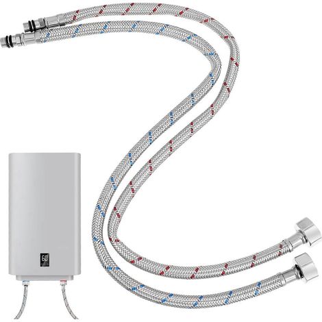Lot de 2 flexibles de robinet de lavabo en acier inoxydable avec raccord flexible