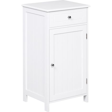 Meuble de salle de bain à 2 tiroirs, modèle anti-basculement, en MDF, 43 x 34 x 77 cm, blanc (1/5)