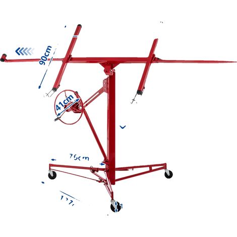 Lève-panneau de plâtre, construction en acier robuste, hauteur réglable, Rouge (1/2)