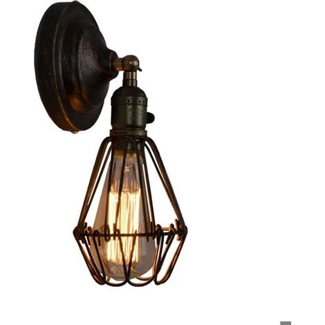 Applique Murale Industrielle,Lampe Murale Retro,E27 Vintage Interieur Lampe,douille réglable abat-jour ,pour Maison de Café Odipie (1/4)