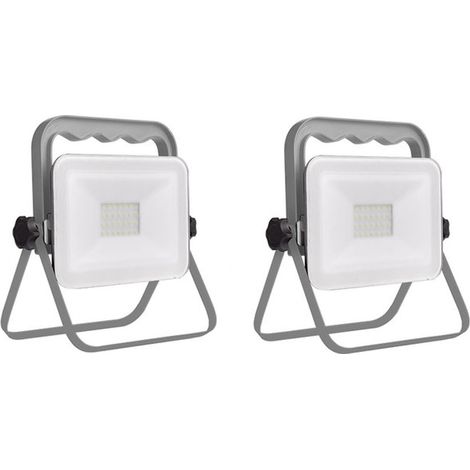 LED Baustrahler 2er SET klappbar 1,8m Kabel (B 11, H 18, T 3 cm) IP65, 20 Watt (1/3)