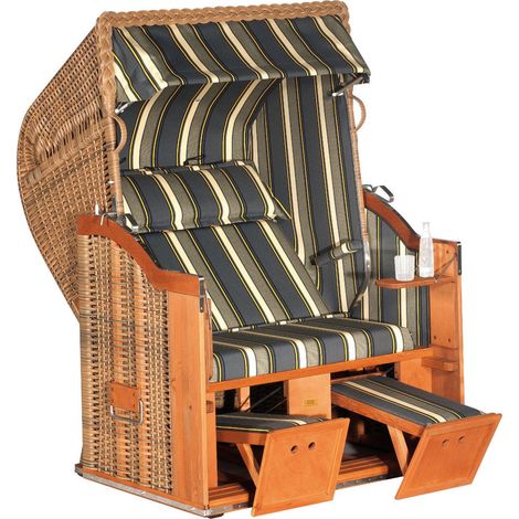 Sonnenpartner Strandkorb Classic 2-Sitzer Halbliegemodell marone/anthrazit mit Sonderausstattung (1/5)