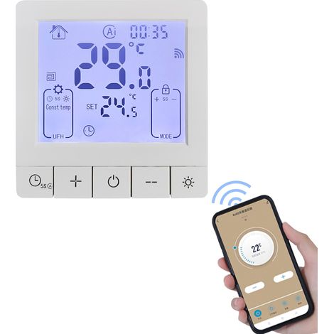 Tuya Smart WiFi Programmierbarer Thermostat mit LCD-Bildschirm und Sprachsteuerung für Google Home, kompatibel mit Fußbodenheizung (1/5)