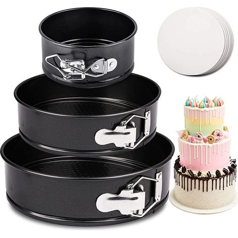 Set 3 moules gâteau fond amovible acier noir (1/4)