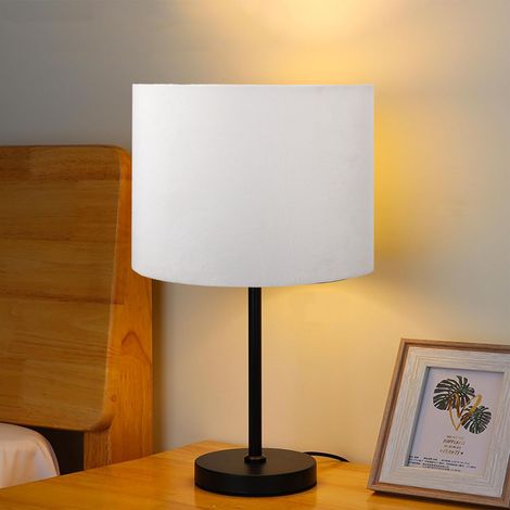 Pantalla ovalada de lino - Blanca - Casquillo E27/E14 - Para lámpara de mesa o de pie - Diámetro 23 cm (1/5)