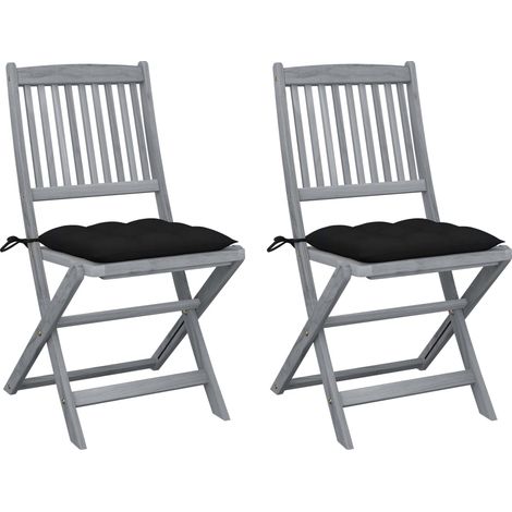 Sedie da Giardino Pieghevoli 2 pz con Cuscini Massello Acacia vidaXL (1/5)