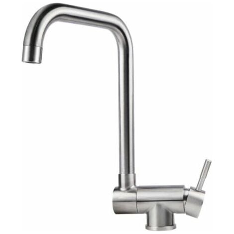 SNQ – Robinet de cuisine rabattable – Mitigeur évier repliable en acier inoxydable – Bec pivotant 360° – Jet doux anti-éclaboussure (1/4)