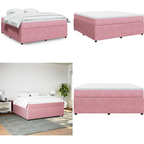 vidaXL Sommier à lattes de lit avec matelas Rose 180x200 cm Velours (1/5)