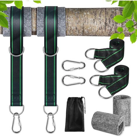 Fixation de Balançoire 2150CM, Sangle Balancoire Arbre, Kit de Fixation pour Hamac, Fauteuil Suspendu, Balançoire, Arbre de fixation avec 2 coussins de protection pour arbre, 2 Mousquetons de qualité (1/5)