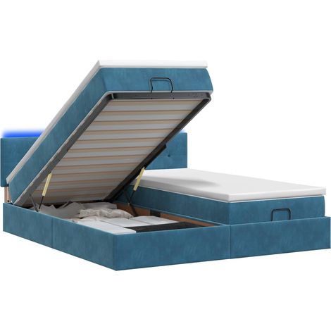 Maison Exclusive - Letto Ottomano con Materasso e LED Blu scuro 200 x 200 cm (1/5)