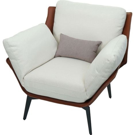 [NEUWERTIG] Sessel HHG-738, Lounge-Sessel Cocktailsessel Polstersessel Relaxsessel, Kunstleder Stoff/Textil Metall dunkelbraun