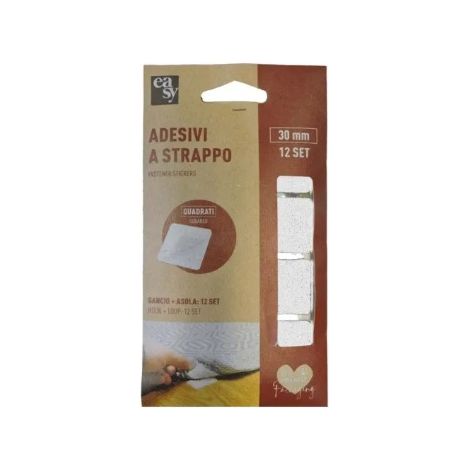 12 PZ ADESIVI A STRAPPO QUADRATI COL.BIANCO MIS.30X30MM