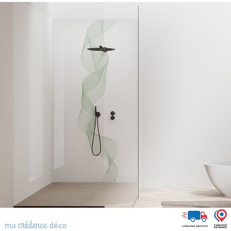Panneau de douche : Vague dorée 4 - Couleur Vert blanc - Alu composite - 100 - 245 (1/2)