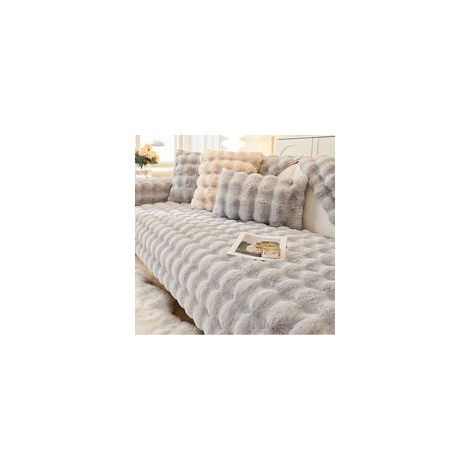 Housse de canapé en cuir antidérapant haut de gamme - effet massage fourrure de lapin - gris clair - 70 x 180 cm (1/5)