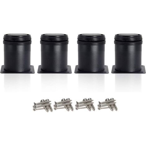 4 pieds de meuble noirs de 50 mm, réglables en hauteur de 0 à 15 mm avec des vis en acier inoxydable (1/5)