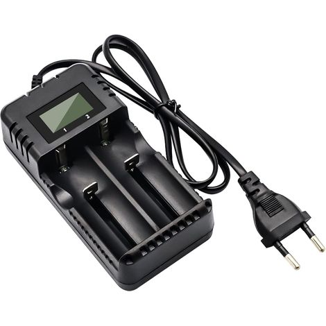 Chargeur de Batterie au Li-ION à LCD Affichage Charge Rapide Intelligente Tête à 2 Fentes Compatible avec Une variété de Batteries Li-ION 3,7 V 26650/18650/14500/16340 (1/5)
